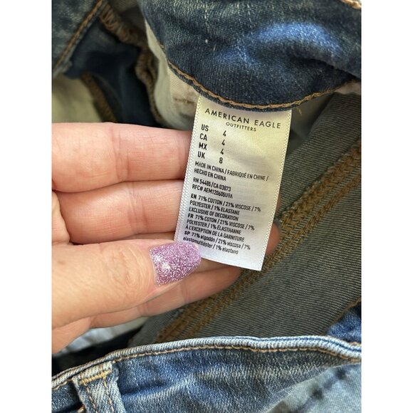 American Eagle Outfitters Jean Shorts Cut-Off High Rise Shortie 4 Distressed - Picture 6 of 8